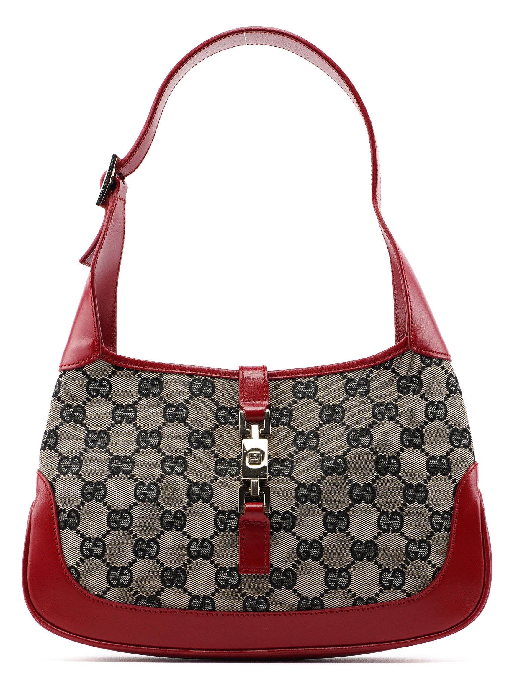 Gucci 001 3735 Beige Red GG Jackie Shoulder Bag