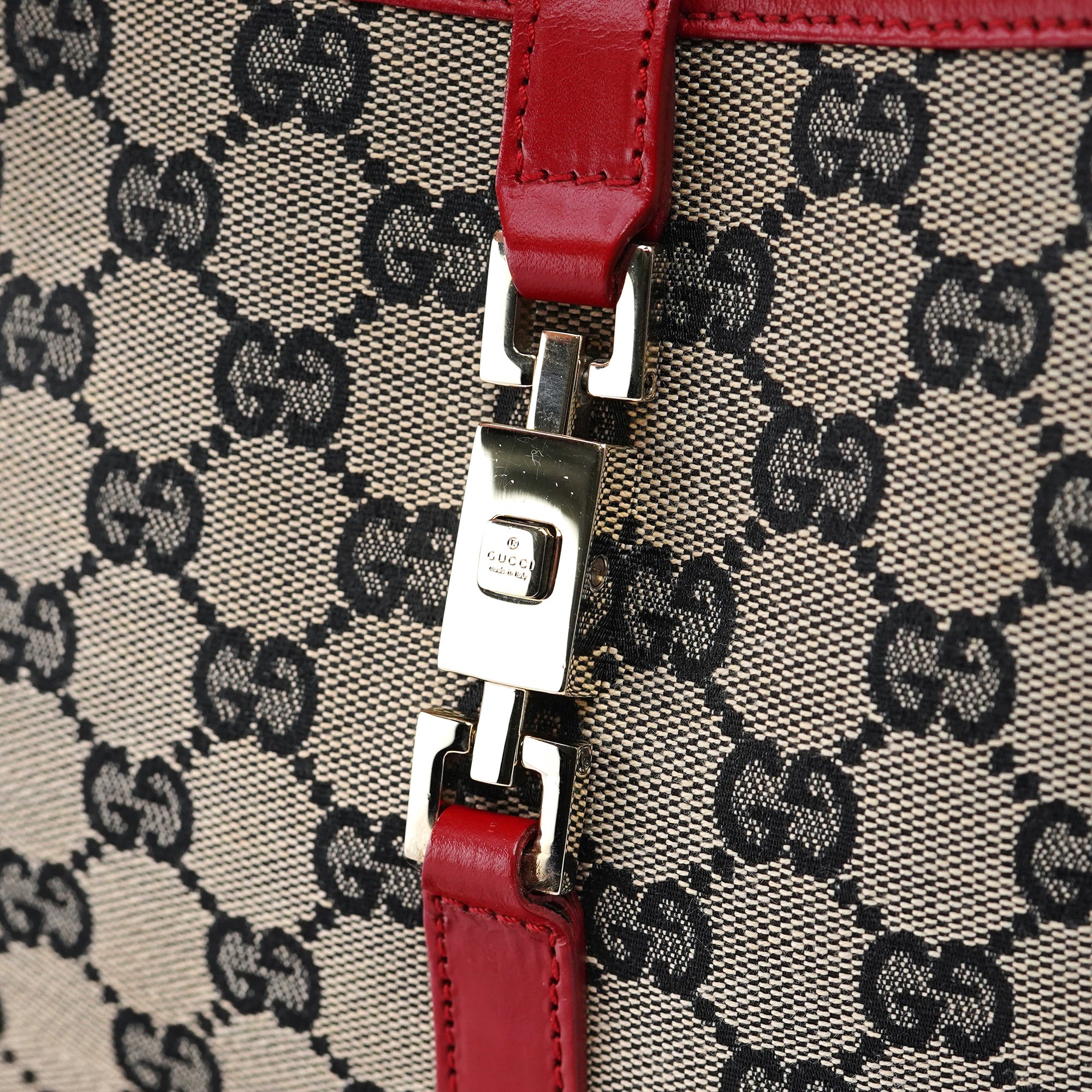 Gucci 001 3735 Beige Red GG Jackie Shoulder Bag