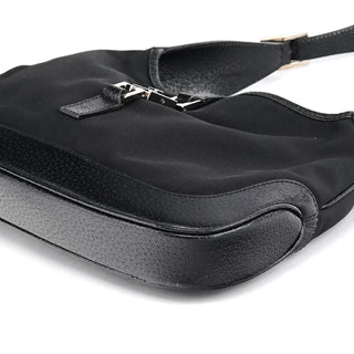 Gucci 001 3735 Black Canvas Leather Jackie Shoulder Bag