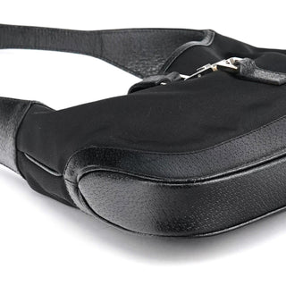 Gucci 001 3735 Black Canvas Leather Jackie Shoulder Bag
