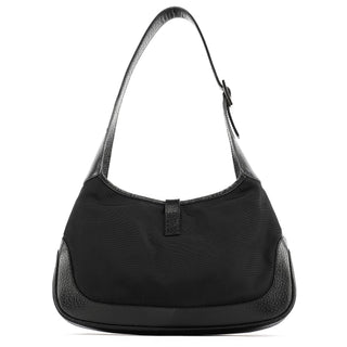 Gucci 001 3735 Black Canvas Leather Jackie Shoulder Bag