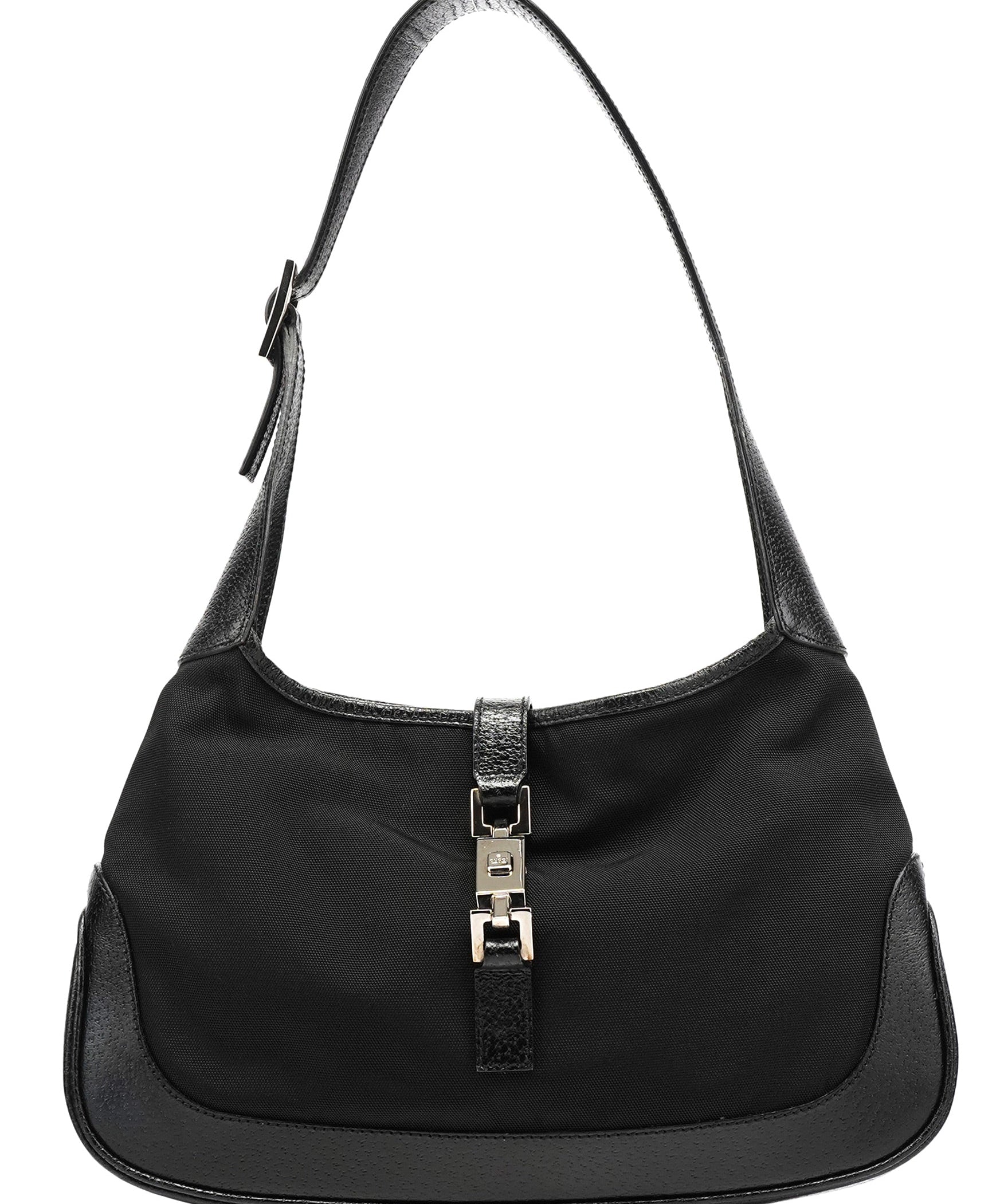 Gucci 001 3735 Black Canvas Leather Jackie Shoulder Bag