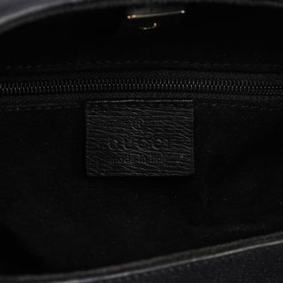Gucci 001 3739 Black Leather Bamboo Shoulder Bag