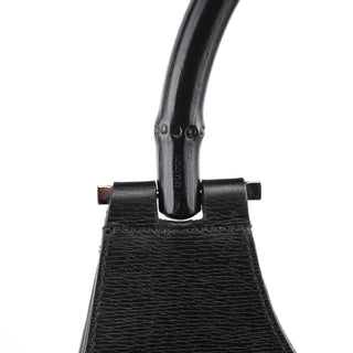 Gucci 001 3739 Black Leather Bamboo Shoulder Bag