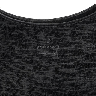 Gucci 001 3739 Black Leather Bamboo Shoulder Bag