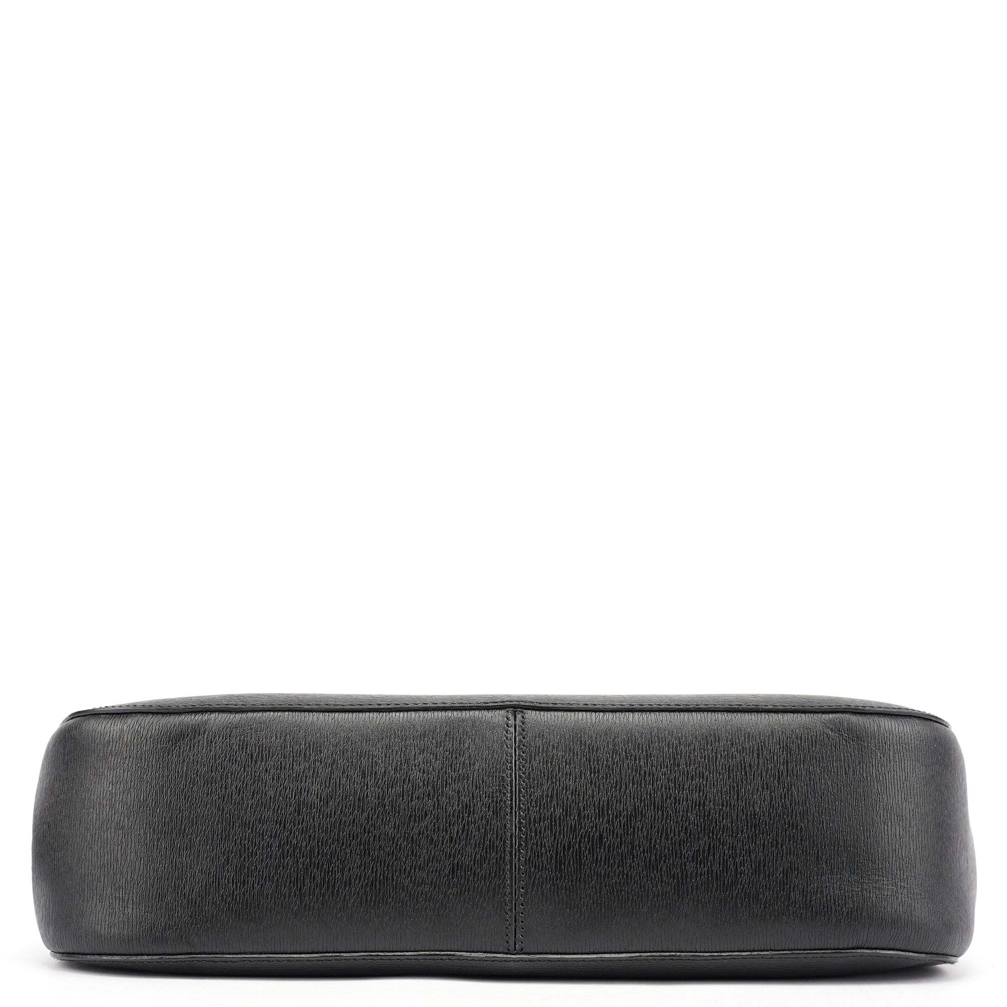 Gucci 001 3739 Black Leather Bamboo Shoulder Bag