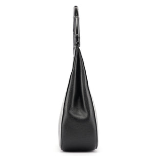 Gucci 001 3739 Black Leather Bamboo Shoulder Bag