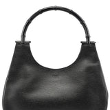 Gucci 001 3739 Black Leather Bamboo Shoulder Bag