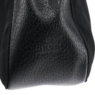 Gucci 001 3739 Black Nylon Bamboo Shoulder Bag