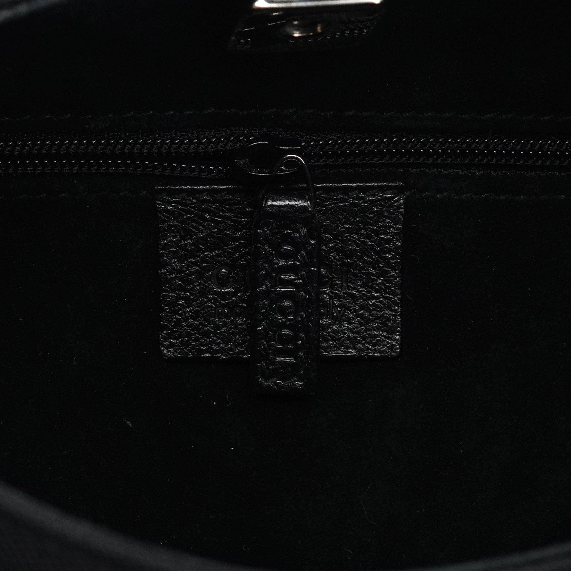 Gucci 001 3739 Black Nylon Bamboo Shoulder Bag
