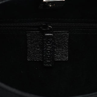 Gucci 001 3739 Black Nylon Bamboo Shoulder Bag
