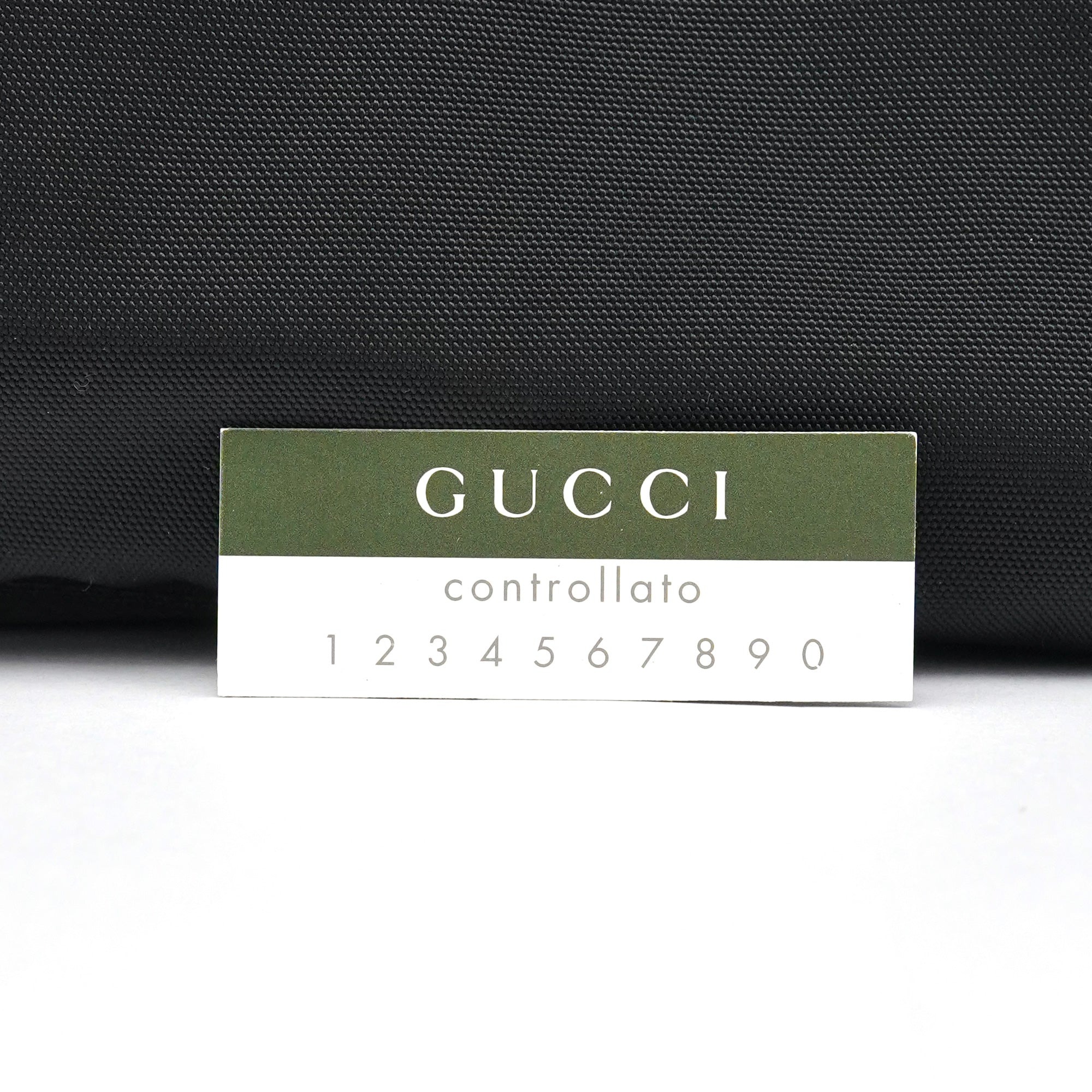 Gucci 001 3739 Black Nylon Bamboo Shoulder Bag