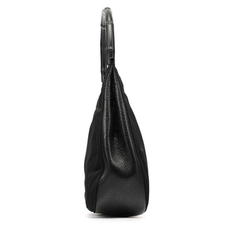 Gucci 001 3739 Black Nylon Bamboo Shoulder Bag