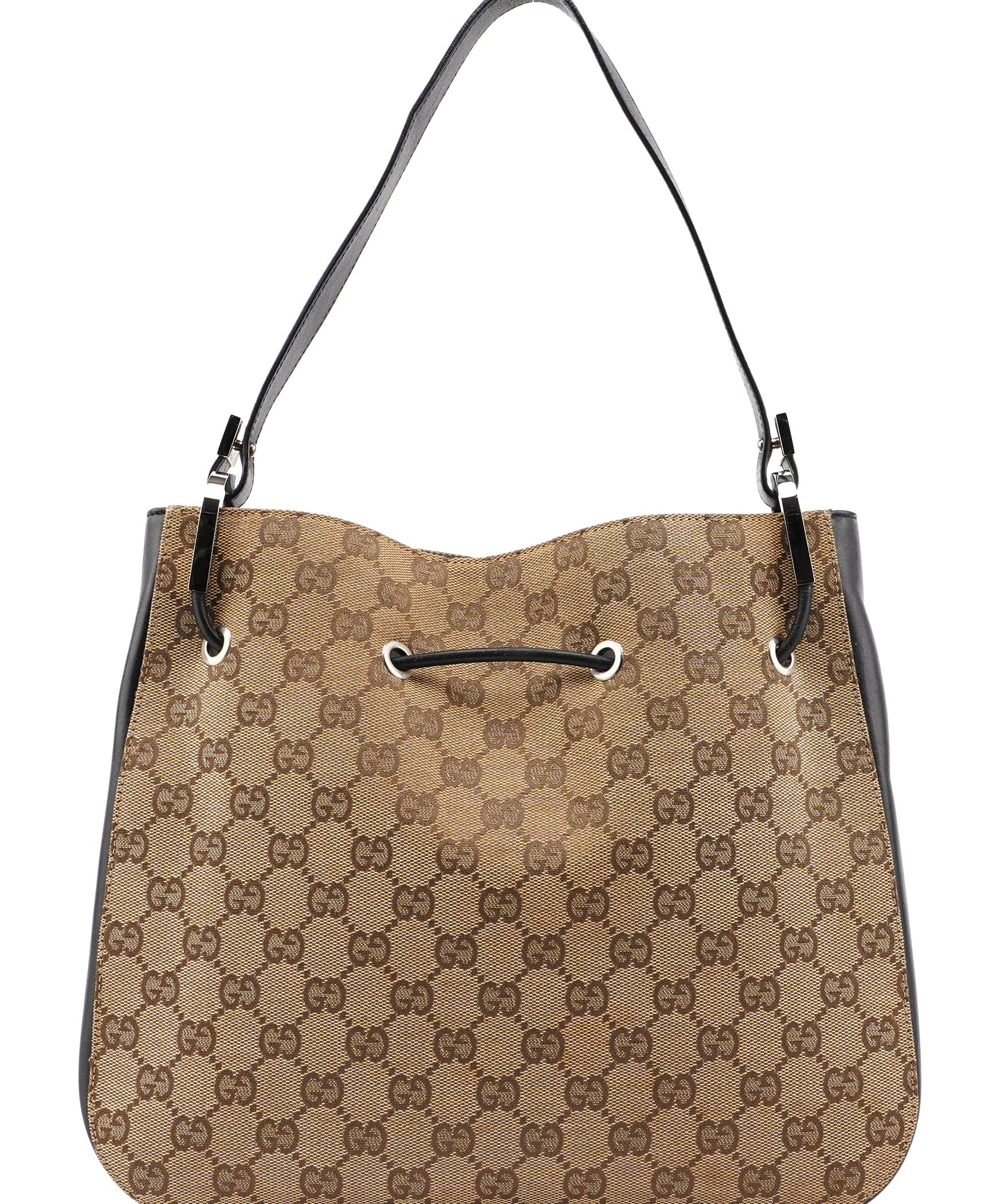 Gucci 001 3743 Beige GG Drawstring Shoulder Bag