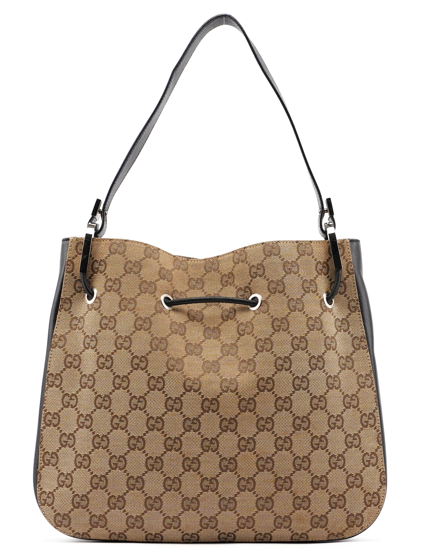 Gucci 001 3743 Beige GG Drawstring Shoulder Bag