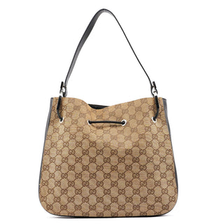 Gucci 001 3743 Beige GG Drawstring Shoulder Bag