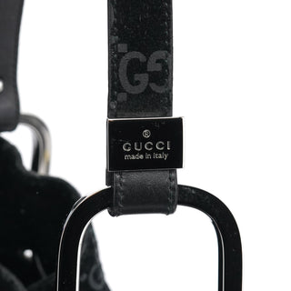 Gucci 001 3743 Black GG Suede Drawstring Shoulder Bag