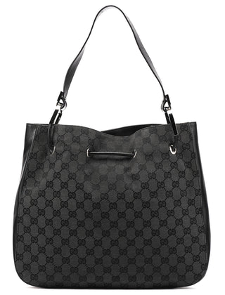 Gucci 001 3746 Anthracite GG Canvas Drawstring Shoulder Bag