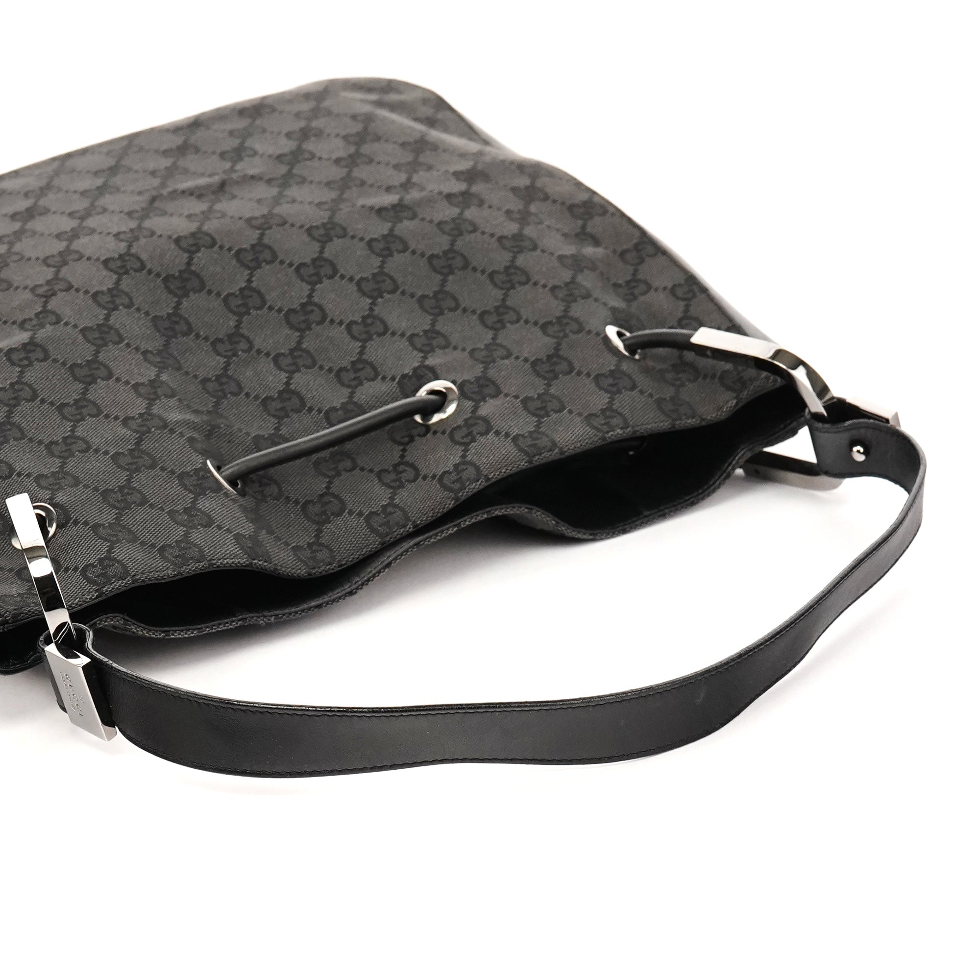 Gucci 001 3746 Anthracite GG Canvas Drawstring Shoulder Bag