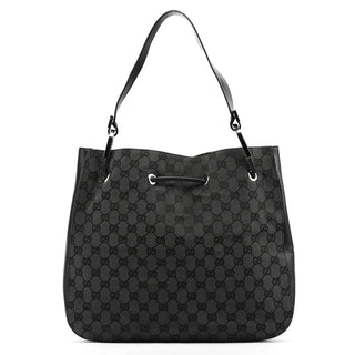Gucci 001 3746 Anthracite GG Canvas Drawstring Shoulder Bag