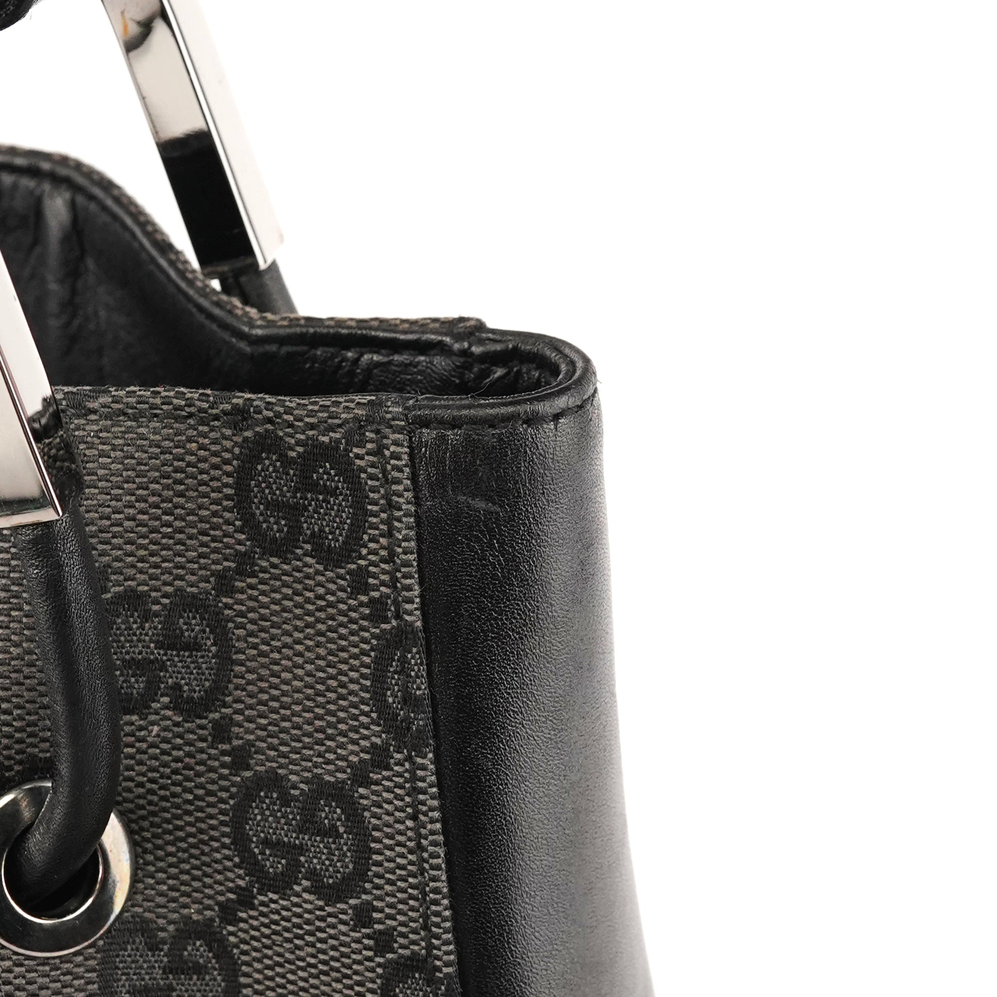 Gucci 001 3746 Anthracite GG Canvas Drawstring Shoulder Bag