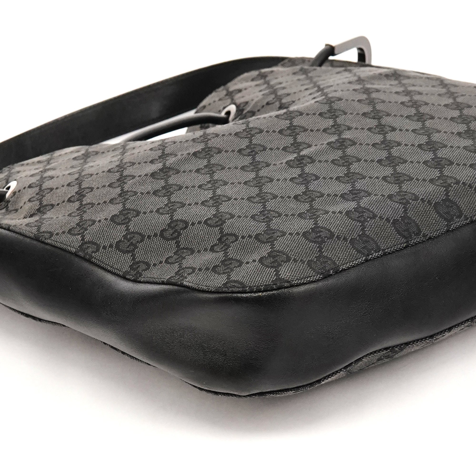 Gucci 001 3746 Anthracite GG Canvas Drawstring Shoulder Bag