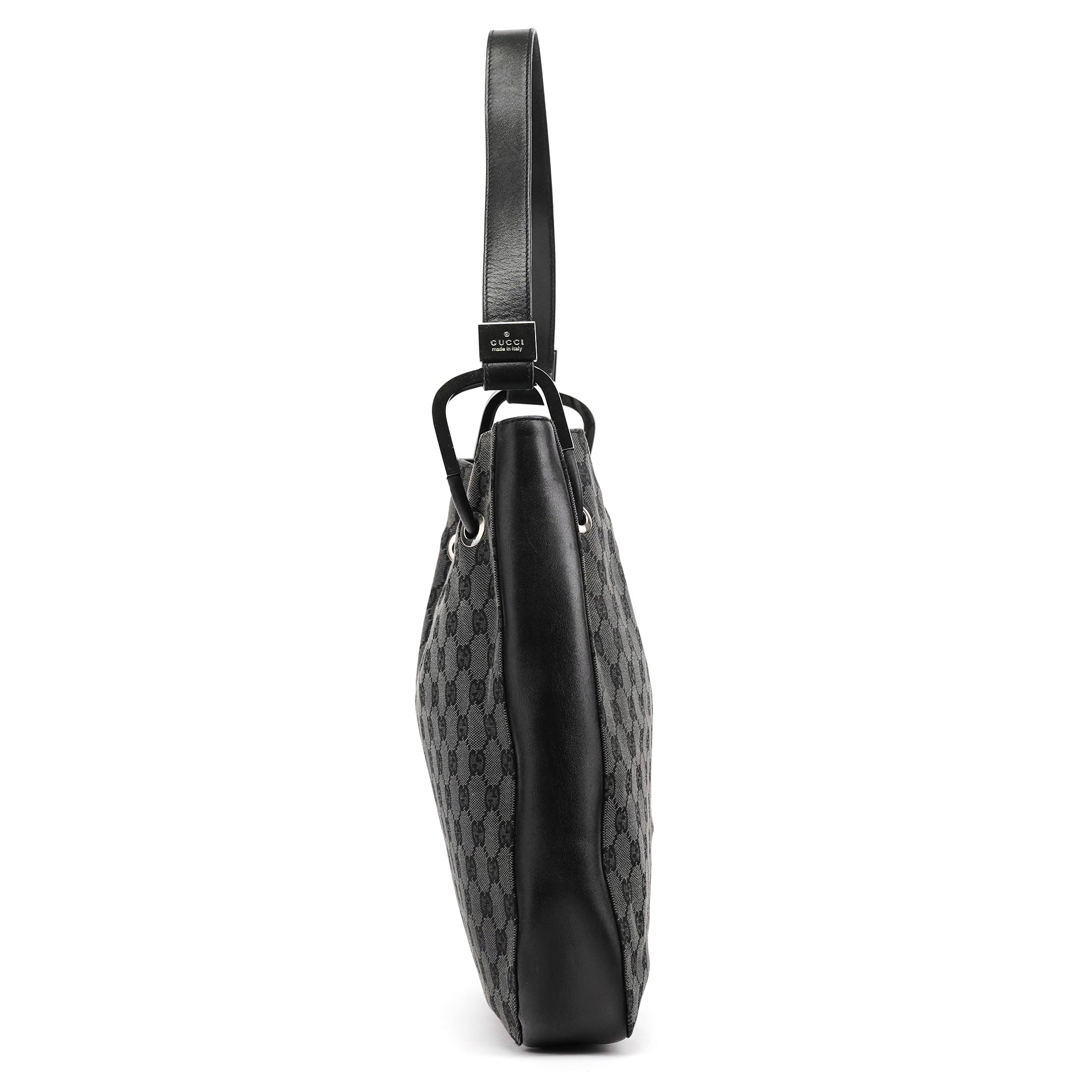 Gucci 001 3746 Anthracite GG Canvas Drawstring Shoulder Bag
