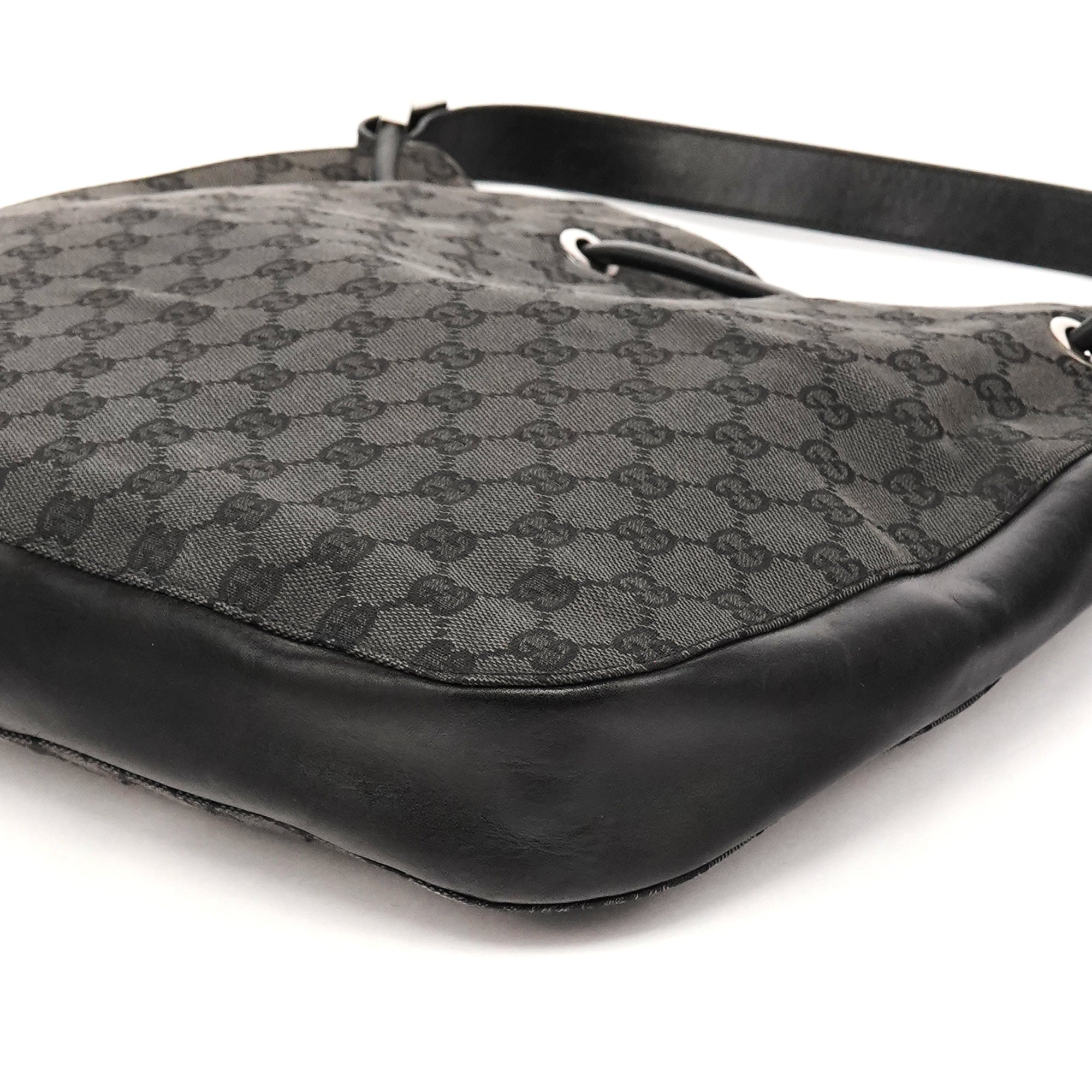 Gucci 001 3746 Anthracite GG Canvas Drawstring Shoulder Bag