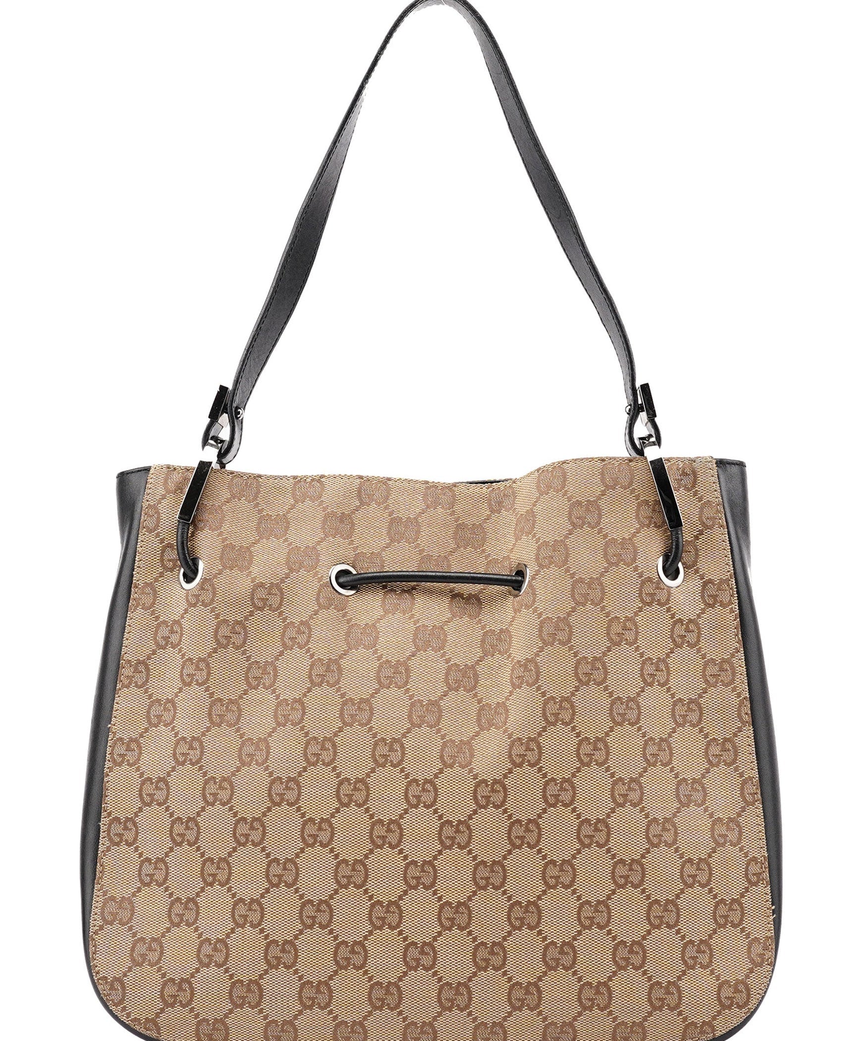 Gucci 001 3748 Beige GG Drawstring Shoulder Bag