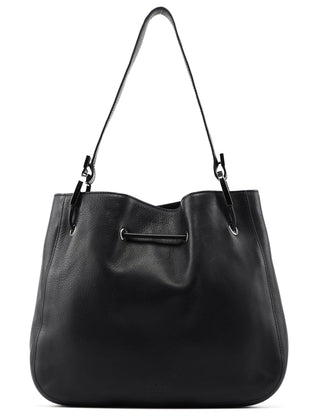 Gucci 001 3748 Black Calfskin Drawstring Shoulder Bag