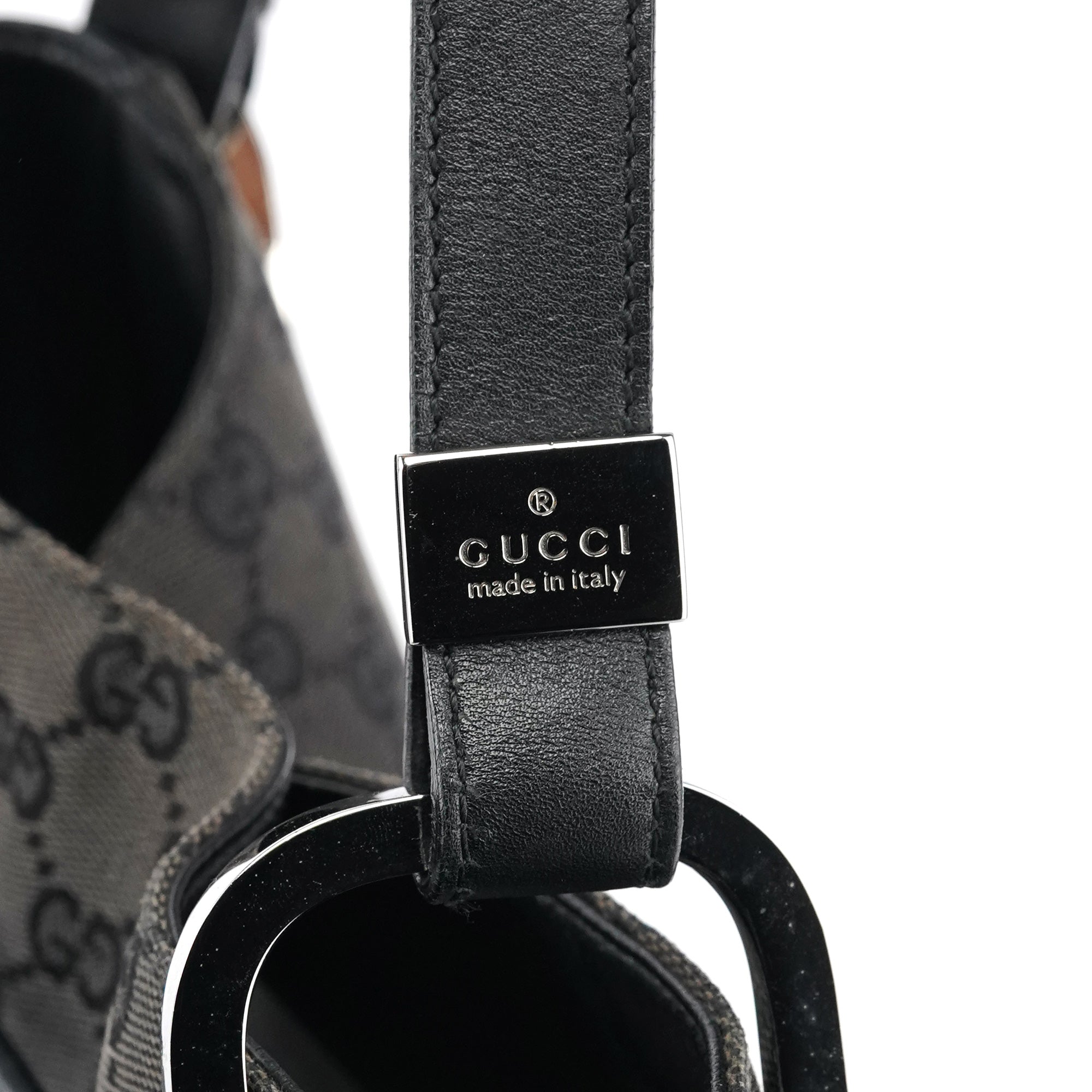 Gucci 001 3748 Black GG Drawstring Shoulder Bag
