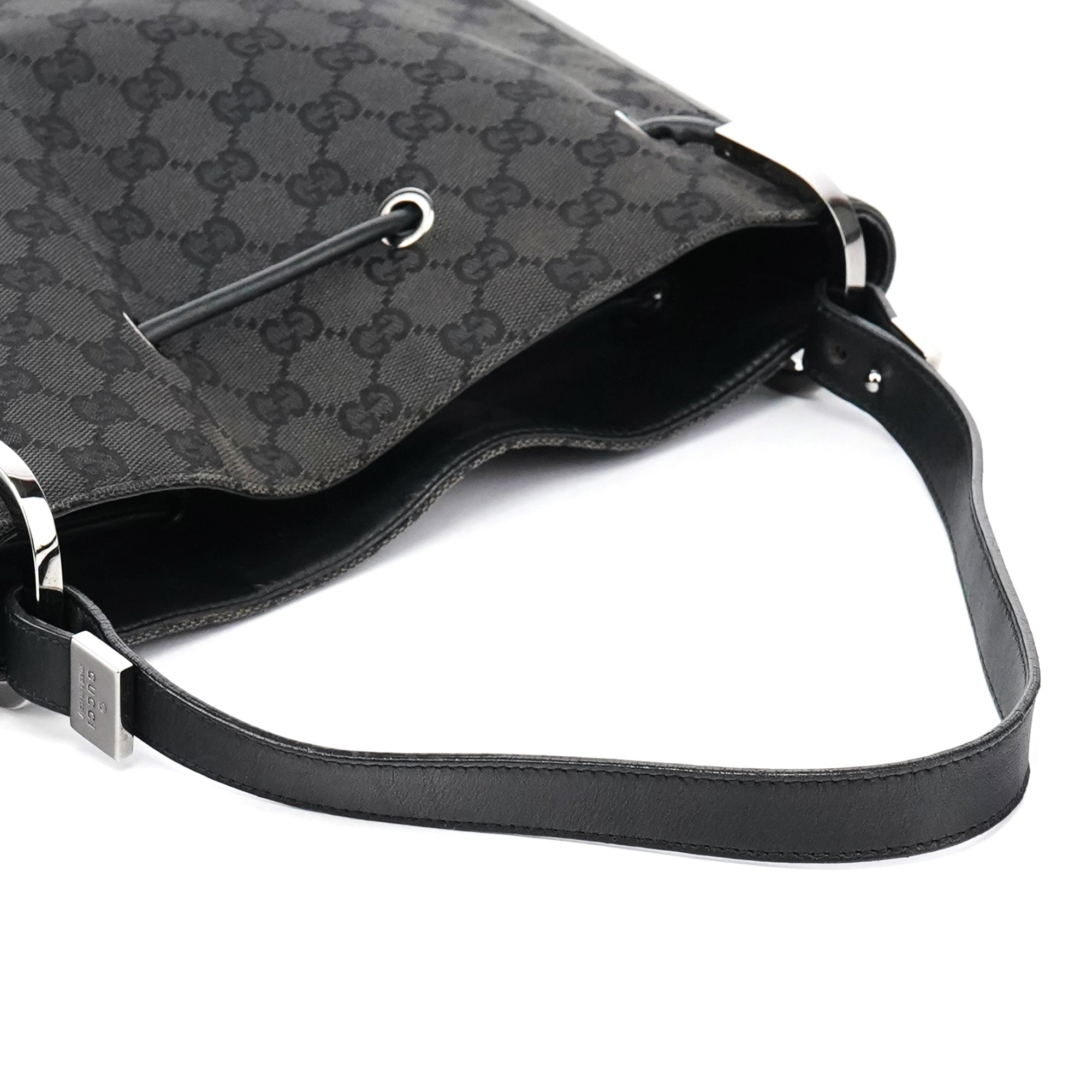 Gucci 001 3748 Black GG Drawstring Shoulder Bag