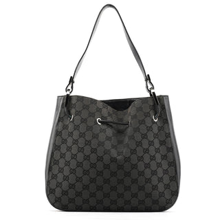 Gucci 001 3748 Black GG Drawstring Shoulder Bag