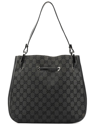 Gucci 001 3748 Black GG Drawstring Shoulder Bag