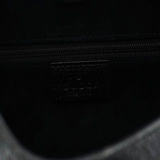 Gucci 001 3752 Black Pebbled Leather Plastic Handle Bag