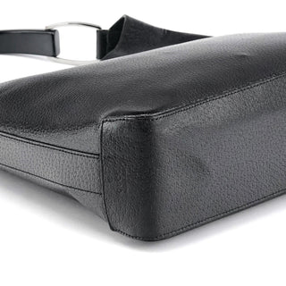 Gucci 001 3752 Black Pebbled Leather Plastic Handle Bag