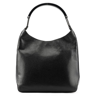 Gucci 001 3752 Black Pebbled Leather Plastic Handle Bag