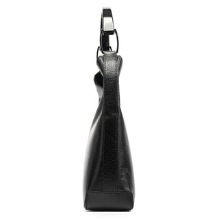 Gucci 001 3752 Black Pebbled Leather Plastic Handle Bag