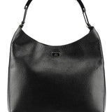 Gucci 001 3752 Black Pebbled Leather Plastic Handle Bag