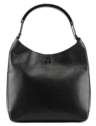 Gucci 001 3752 Black Pebbled Leather Plastic Handle Bag