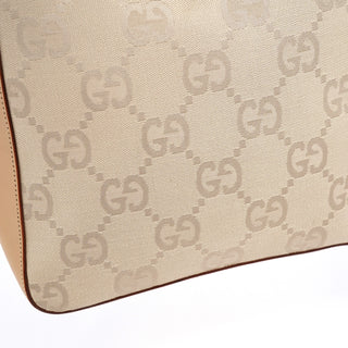 Gucci 001 3766 Beige GG Tan Leather Shoulder Bag