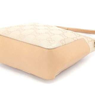 Gucci 001 3766 Beige GG Tan Leather Shoulder Bag
