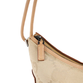 Gucci 001 3766 Beige GG Tan Leather Shoulder Bag