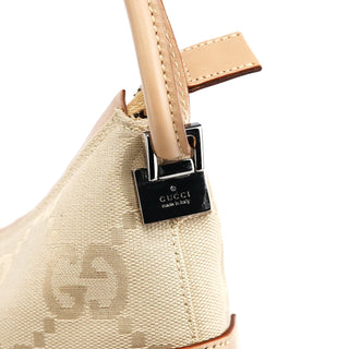 Gucci 001 3766 Beige GG Tan Leather Shoulder Bag