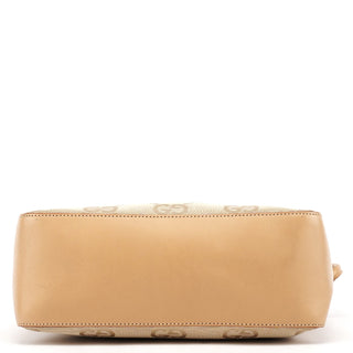 Gucci 001 3766 Beige GG Tan Leather Shoulder Bag