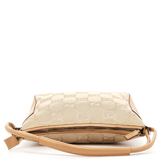 Gucci 001 3766 Beige GG Tan Leather Shoulder Bag