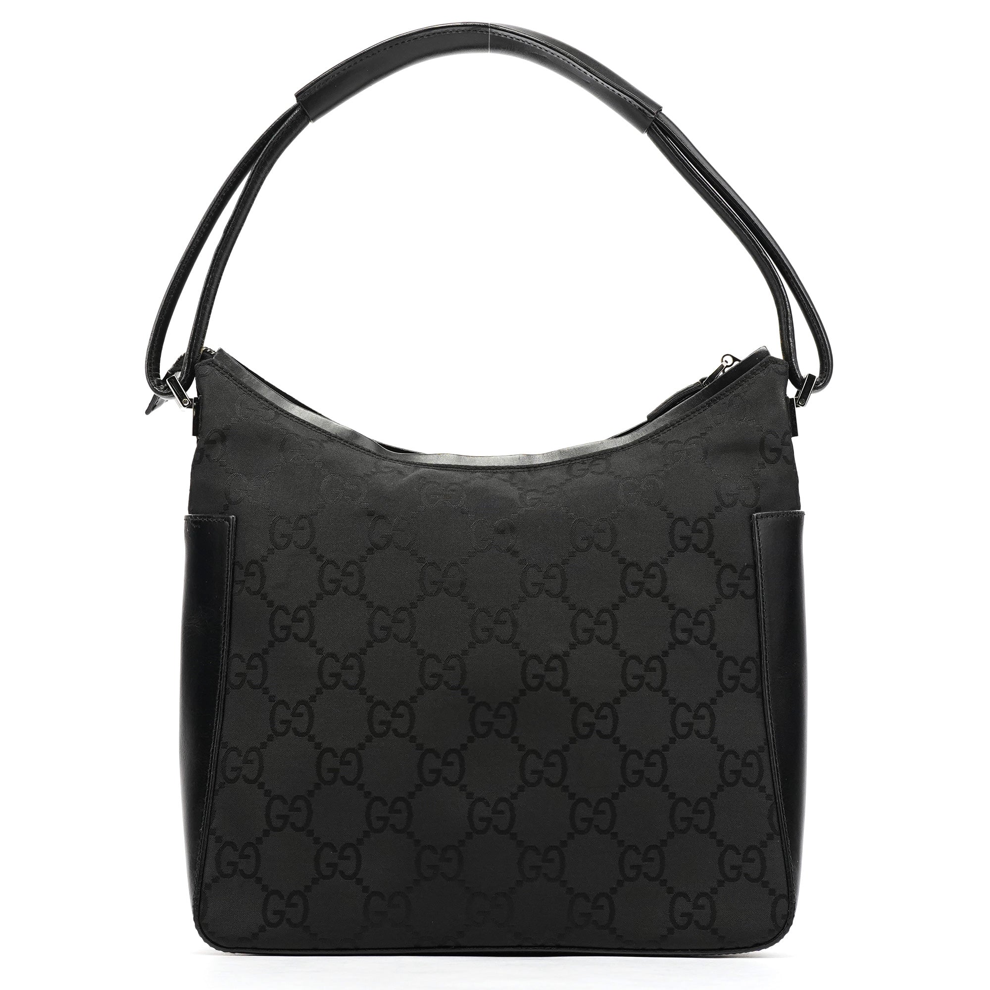 Gucci 001 3766 Sac porté épaule en toile GG et cuir noir