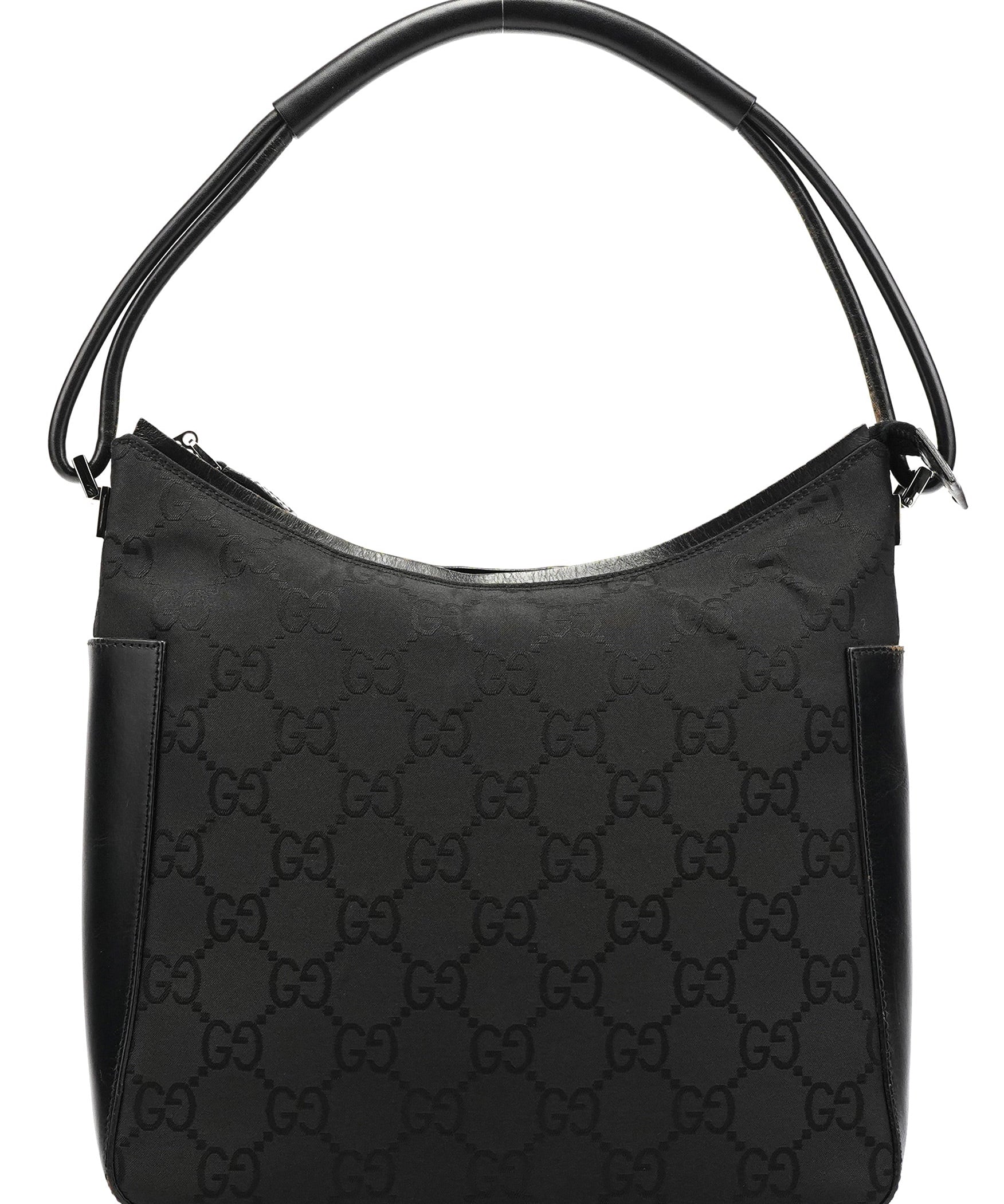 Gucci 001 3766 Black GG Leather Shoulder Bag