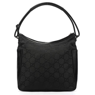 Gucci 001 3766 Black GG Nylon Hobo Shoulder Bag