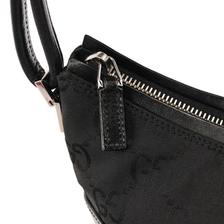 Gucci 001 3766 Black GG Nylon Hobo Shoulder Bag